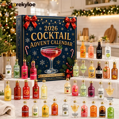 🎄 2026 Cocktail Advent Calendar – 24 Mini Cocktail Bottle Ornaments Blind Box 🍸 - N