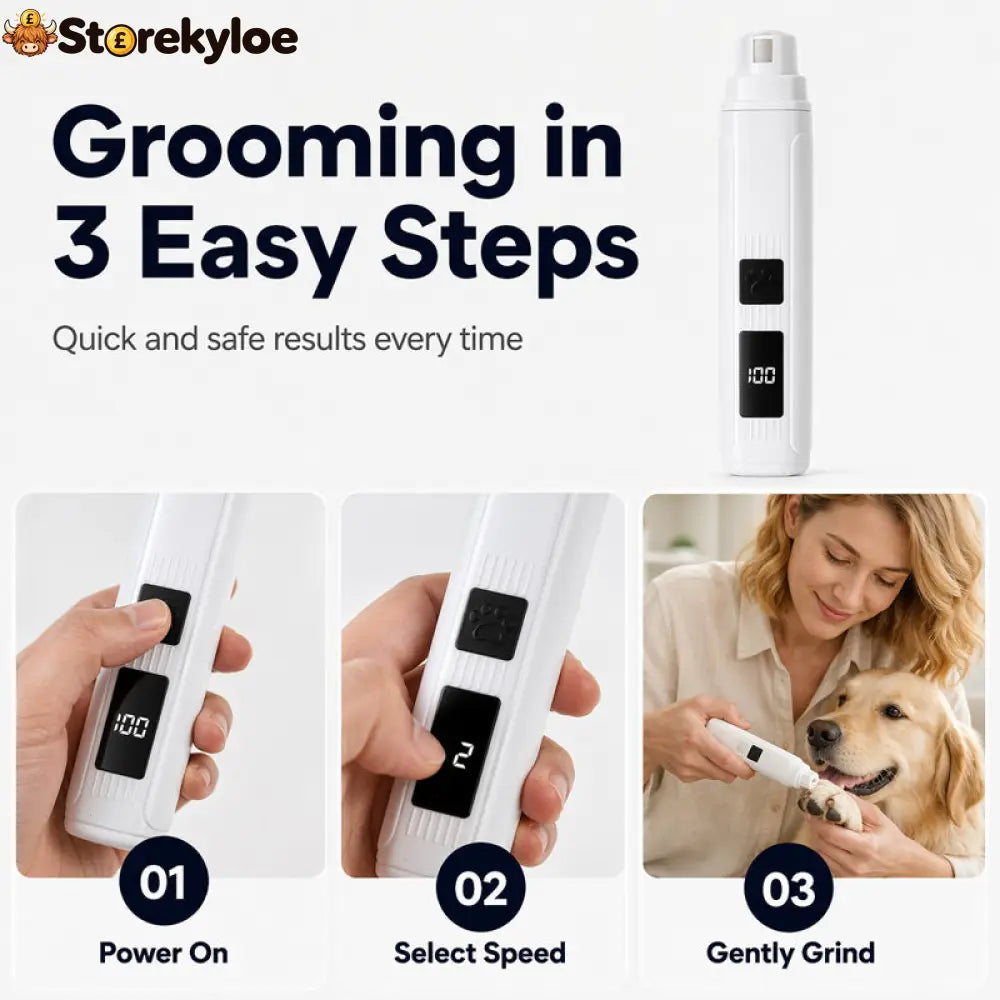🥳2026 HOT SALE🥳💞50K+ SOLD!🐶💨 50% OFF! Electric Pet Nail Grinder – Whisper‑quiet, 3‑step gentle grinding. LED power display & USB‑C rechargeable – stress‑free grooming for dogs & cats! 🛡️✨