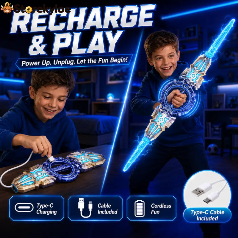🥳2026 HOT SALE🥳💞50K+ SOLD! ⚔️✨ 50% OFF! Rechargeable Double-Blade Light Up Sword – 360° spin extendable 24 light modes
