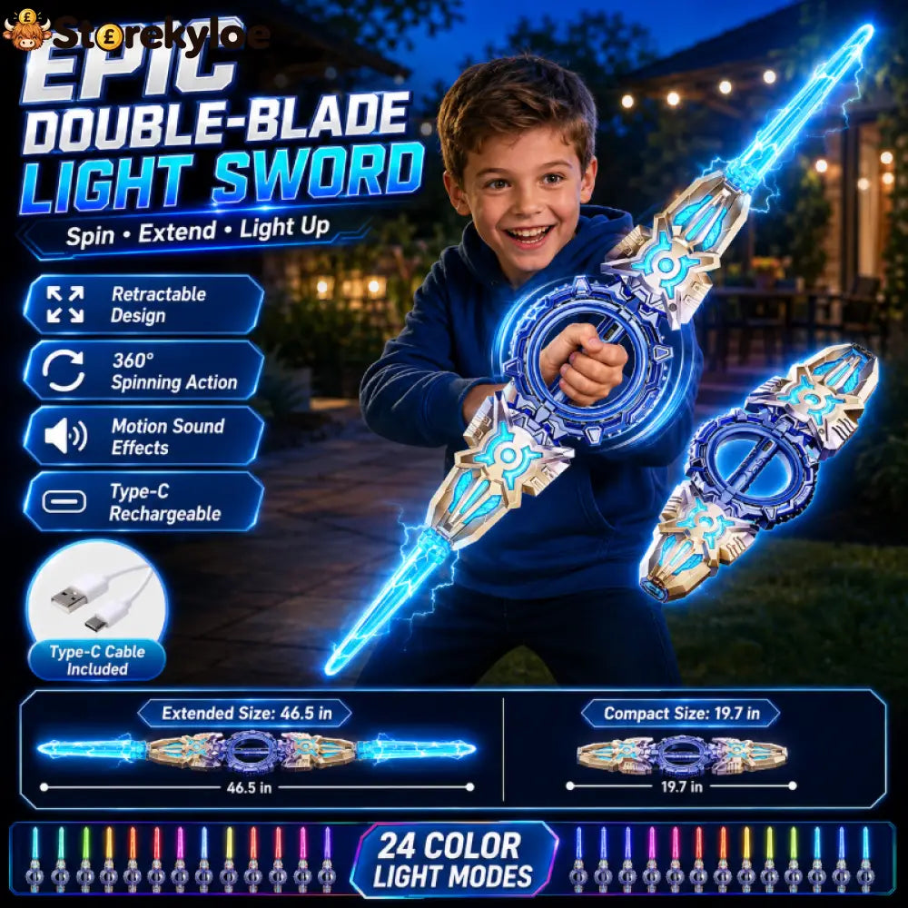 🥳2026 HOT SALE🥳💞50K+ SOLD! ⚔️✨ 50% OFF! Rechargeable Double-Blade Light Up Sword – 360° spin extendable 24 light modes