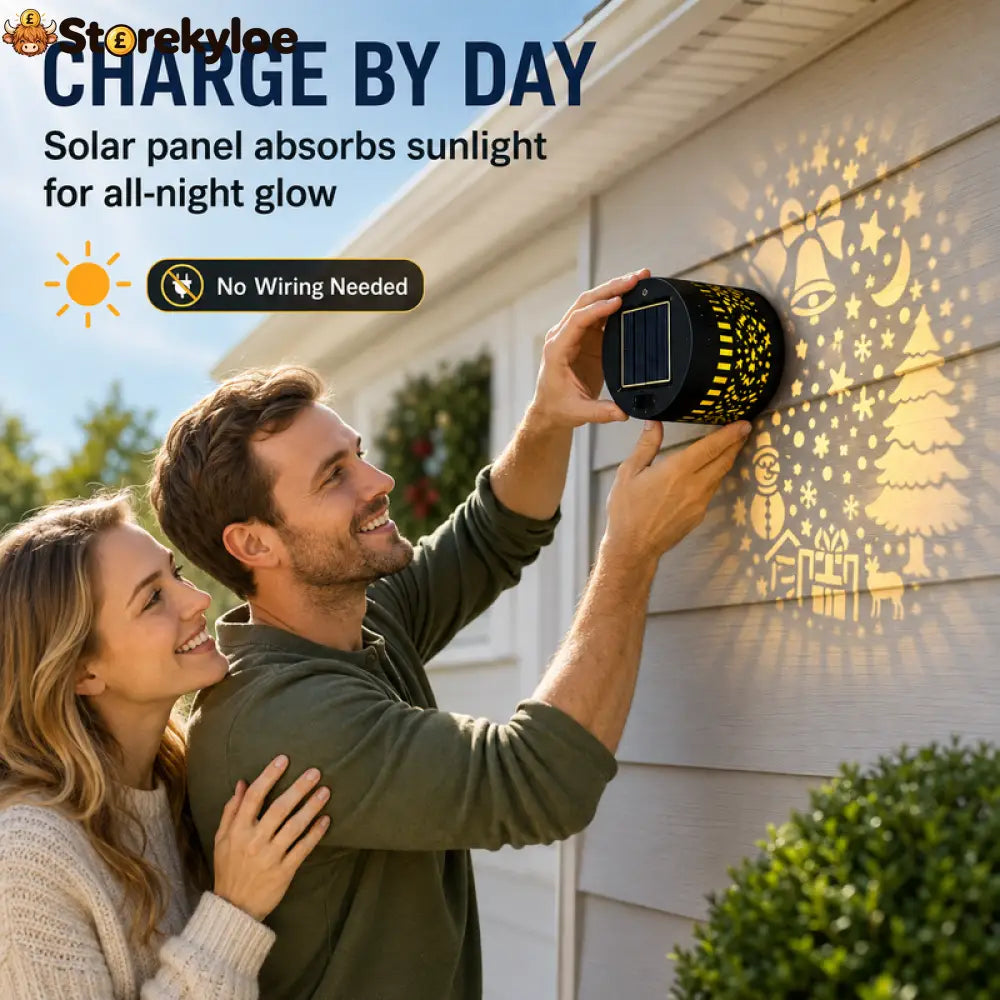 🥳2026 HOT SALE🥳💞50K+ SOLD! 🎄❄️ 50% OFF! Solar Outdoor Decorative Wall Projection Light – IP65 weatherproof auto on/off.