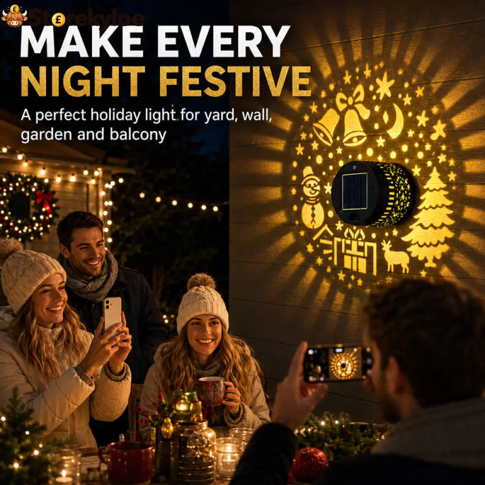 🥳2026 HOT SALE🥳💞50K+ SOLD! 🎄❄️ 50% OFF! Solar Outdoor Decorative Wall Projection Light – IP65 weatherproof auto on/off.