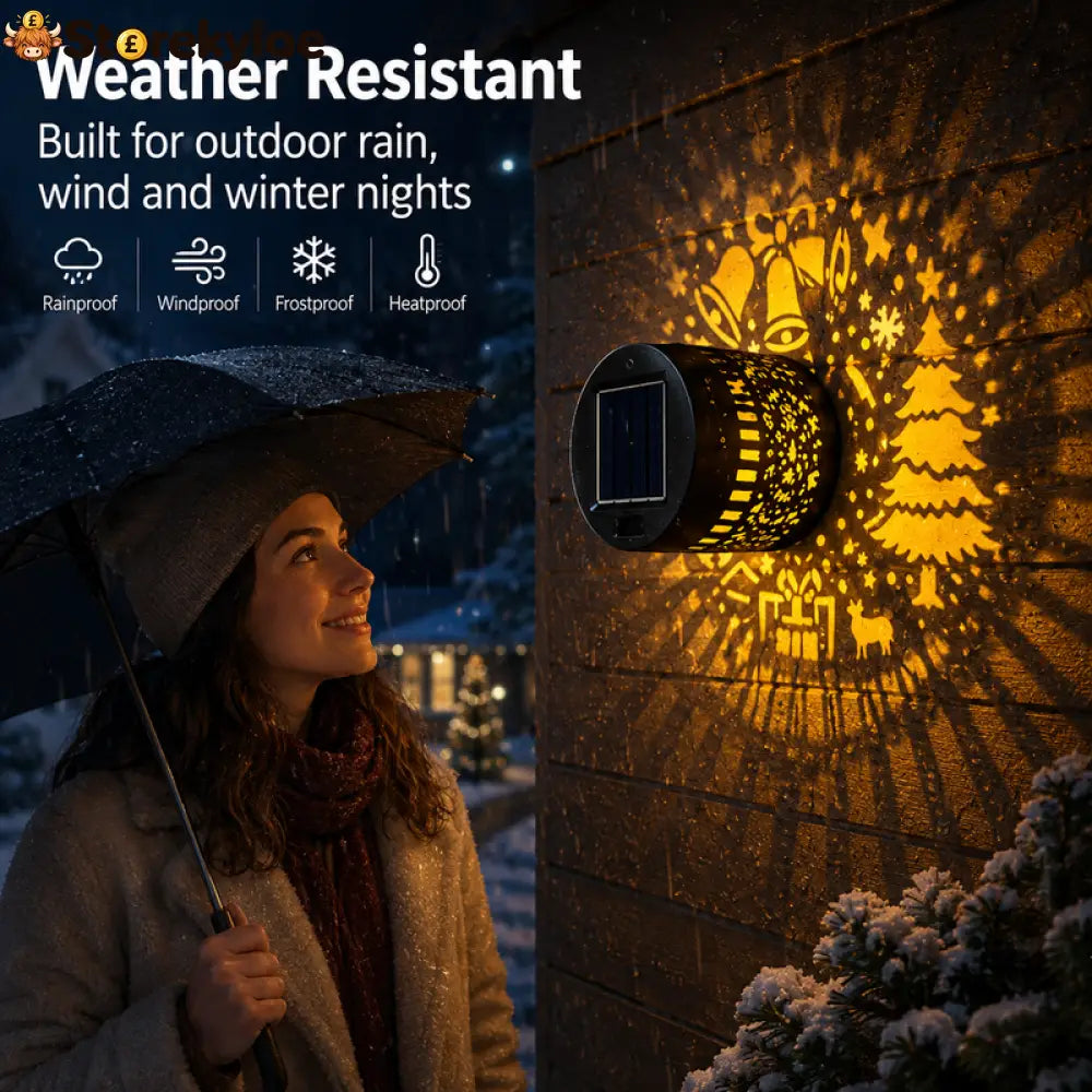 🥳2026 HOT SALE🥳💞50K+ SOLD! 🎄❄️ 50% OFF! Solar Outdoor Decorative Wall Projection Light – IP65 weatherproof auto on/off.