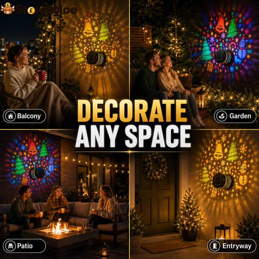 🥳2026 HOT SALE🥳💞50K+ SOLD! 🎄❄️ 50% OFF! Solar Outdoor Decorative Wall Projection Light – IP65 weatherproof auto on/off.