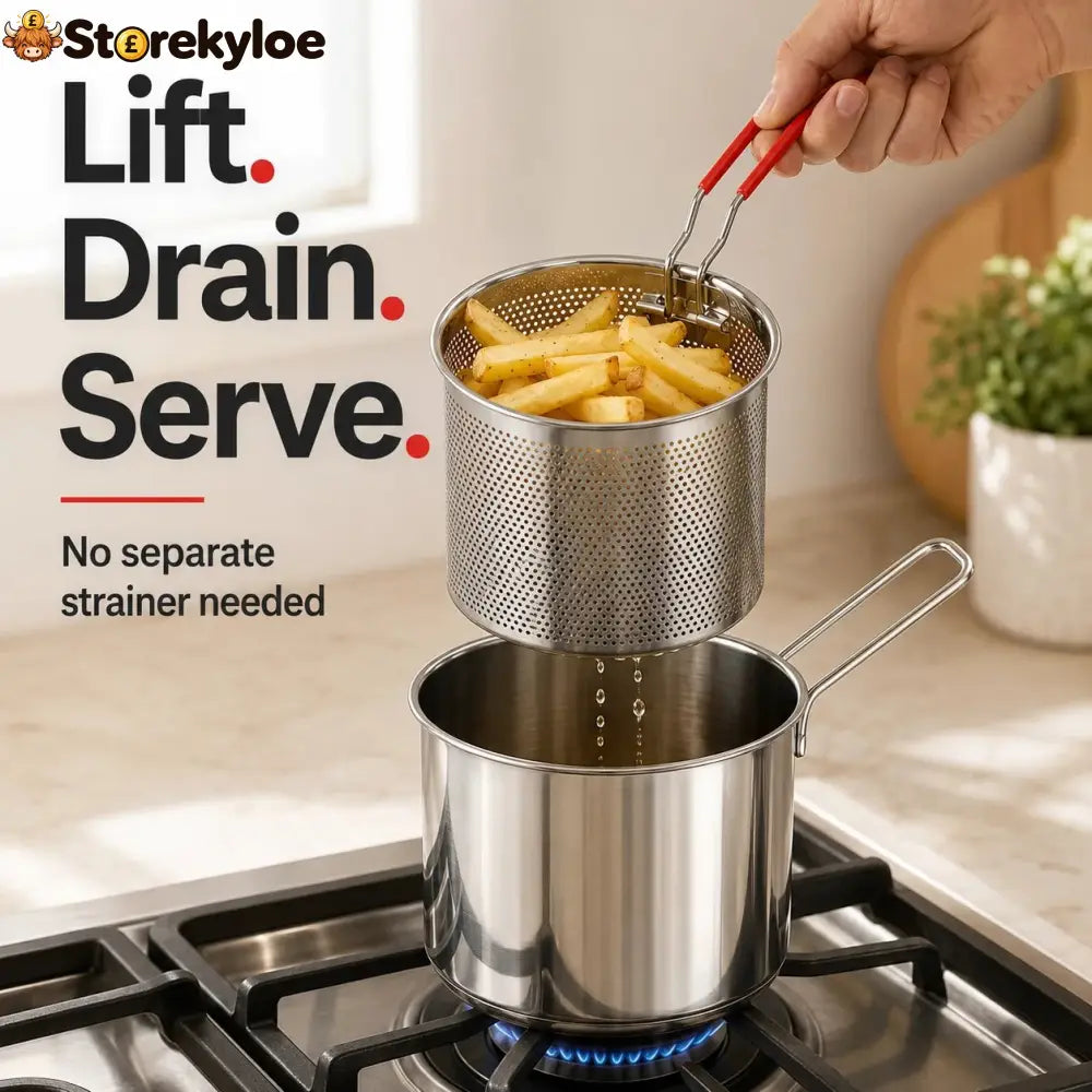 2026🔥🍟 Personal Mini Deep Fryer Set – Stainless Steel Pot with Lift-Out Draining Basket & Food Tongs