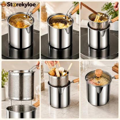 2026🔥🍟 Personal Mini Deep Fryer Set – Stainless Steel Pot with Lift-Out Draining Basket & Food Tongs