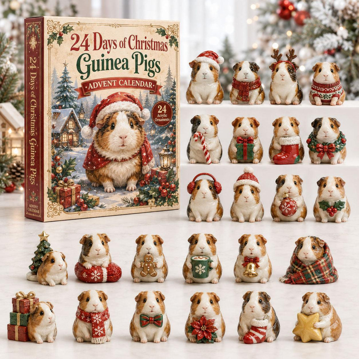 CHRISTMAS KICKOFF: 48%OFF - 2026 Guinea Pig Christmas Advent Calendar - 24 Days of Adorable Festive Surprises, Acrylic Ornaments Blind Box -Gift for Guinea Pig Lovers