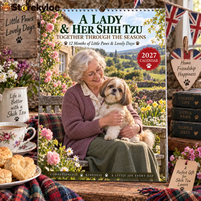 ✨🐾2027 A Lady & Her Shih Tzu Wall Calendar🐶🌷