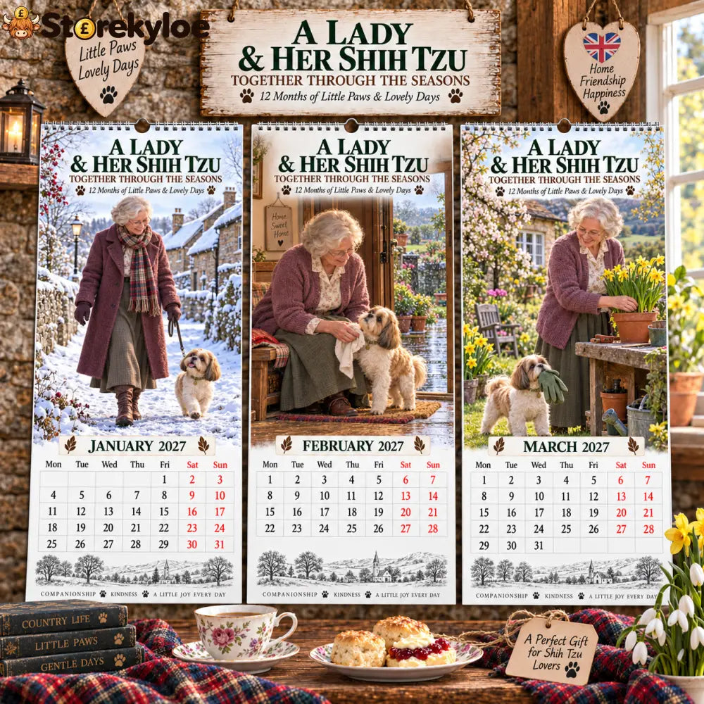 ✨🐾2027 A Lady & Her Shih Tzu Wall Calendar🐶🌷