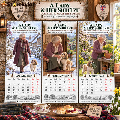 ✨🐾2027 A Lady & Her Shih Tzu Wall Calendar🐶🌷