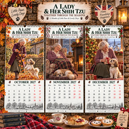 ✨🐾2027 A Lady & Her Shih Tzu Wall Calendar🐶🌷