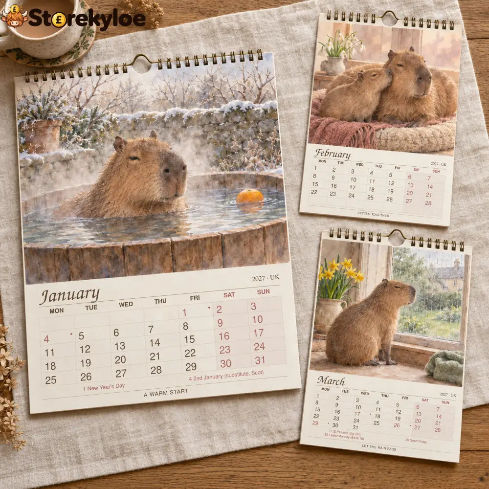 🎁2027 A Little Less Hurry Capybara Calendar｜A4 Hanging Calendar