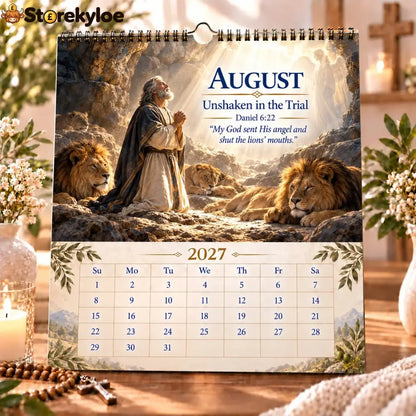 ✝️ 2027 Bible Verses for Strength Wall Calendar | 12 Months of Scripture-Inspired Themes Biblical Artwork & Daily Faith