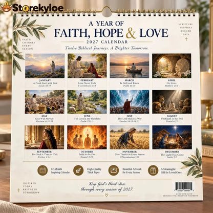 ✝️ 2027 Bible Verses for Strength Wall Calendar | 12 Months of Scripture-Inspired Themes Biblical Artwork & Daily Faith