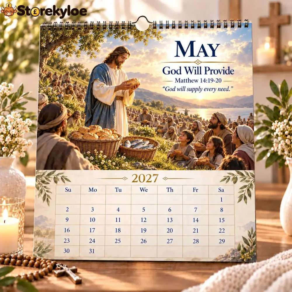 ✝️ 2027 Bible Verses for Strength Wall Calendar | 12 Months of Scripture-Inspired Themes Biblical Artwork & Daily Faith