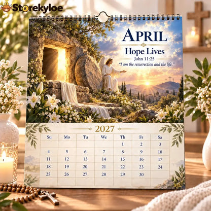 ✝️ 2027 Bible Verses for Strength Wall Calendar | 12 Months of Scripture-Inspired Themes Biblical Artwork & Daily Faith