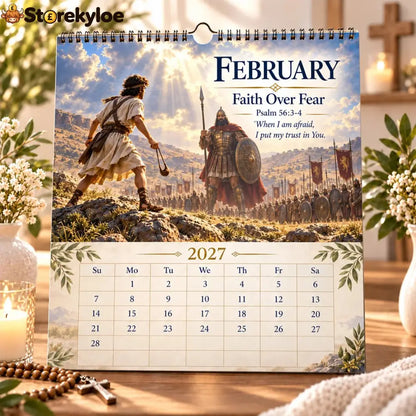 ✝️ 2027 Bible Verses for Strength Wall Calendar | 12 Months of Scripture-Inspired Themes Biblical Artwork & Daily Faith