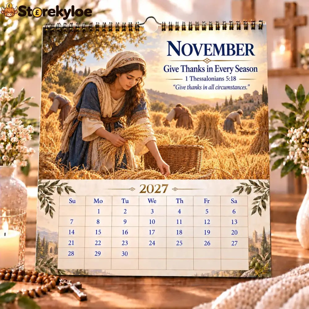 ✝️ 2027 Bible Verses for Strength Wall Calendar | 12 Months of Scripture-Inspired Themes Biblical Artwork & Daily Faith