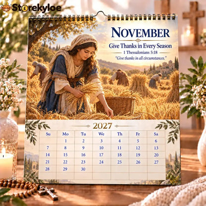 ✝️ 2027 Bible Verses for Strength Wall Calendar | 12 Months of Scripture-Inspired Themes Biblical Artwork & Daily Faith