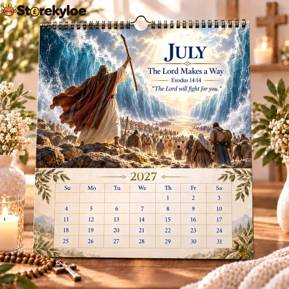 ✝️ 2027 Bible Verses for Strength Wall Calendar | 12 Months of Scripture-Inspired Themes Biblical Artwork & Daily Faith