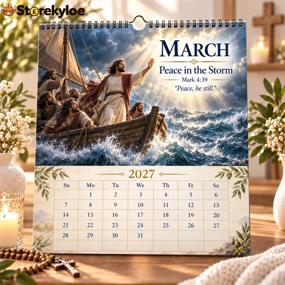 ✝️ 2027 Bible Verses for Strength Wall Calendar | 12 Months of Scripture-Inspired Themes Biblical Artwork & Daily Faith