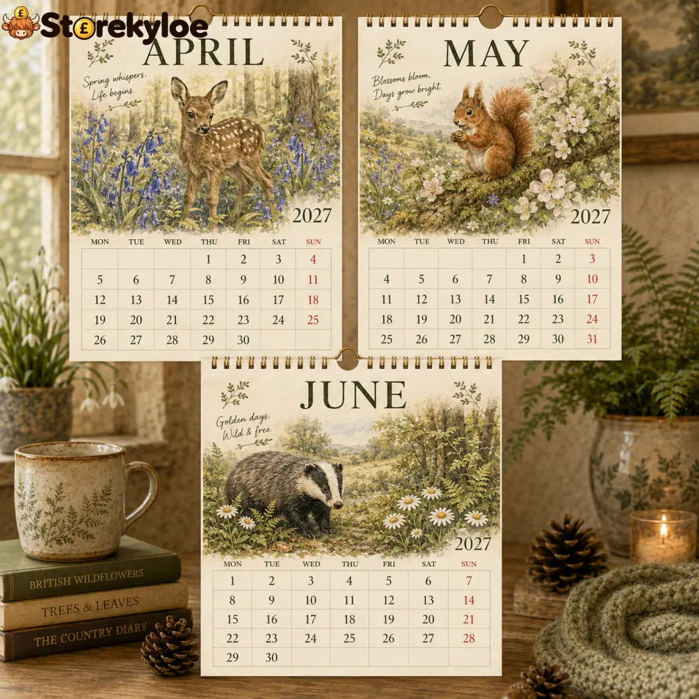 2027 British Woodland Calendar｜A4 Hanging Calendar