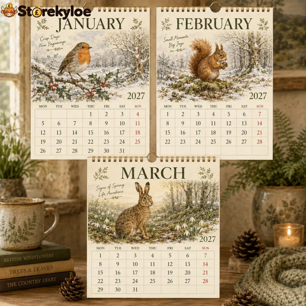 2027 British Woodland Calendar｜A4 Hanging Calendar
