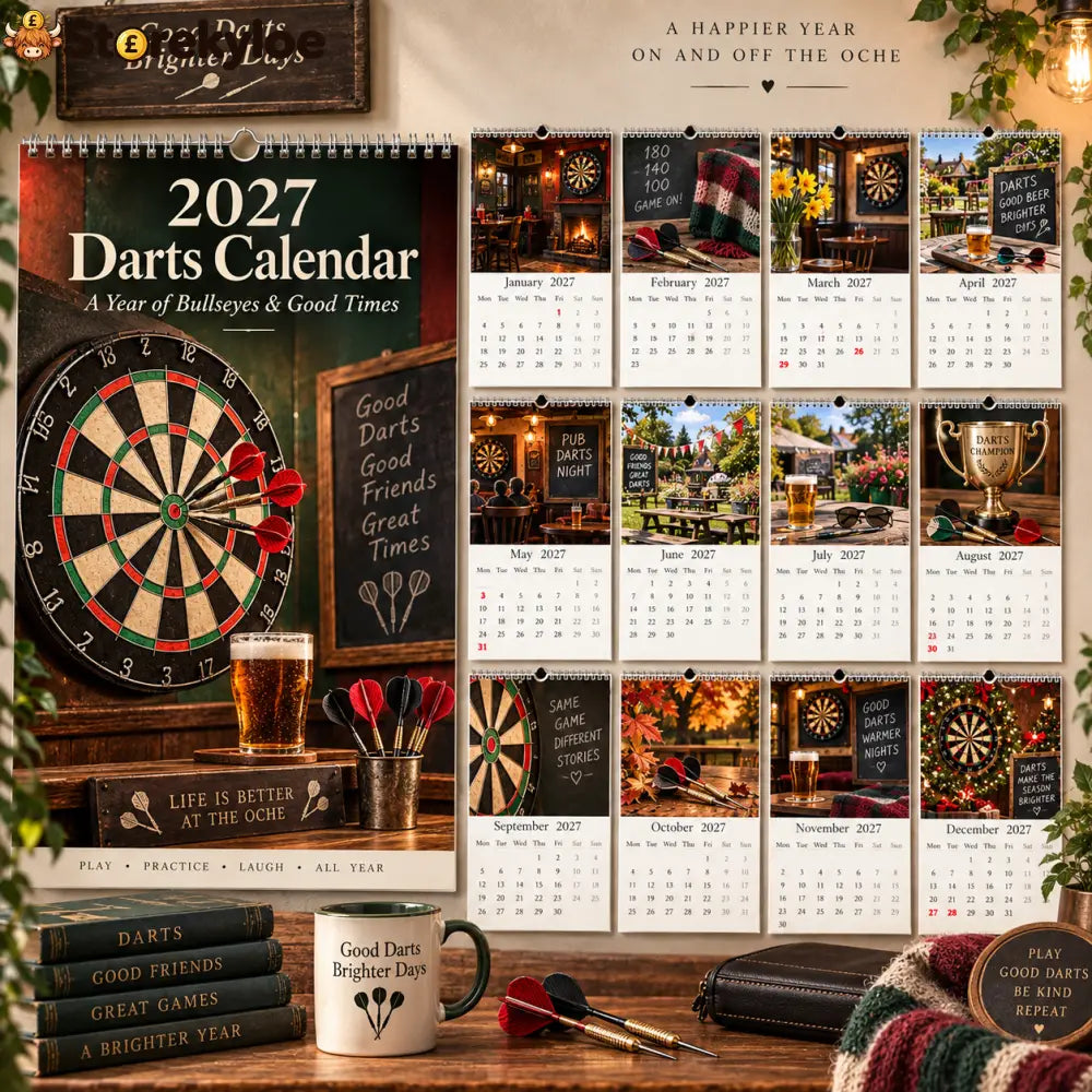 📅 2027 Darts Calendar - A4 Hanging Calendar