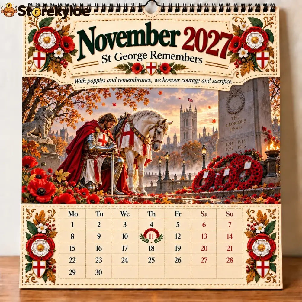🗡️🐉 - 2027 England St George “faith Courage & Protection” Wall Calendar