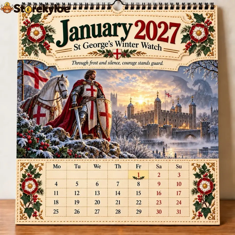 🗡️🐉 - 2027 England St George “faith Courage & Protection” Wall Calendar