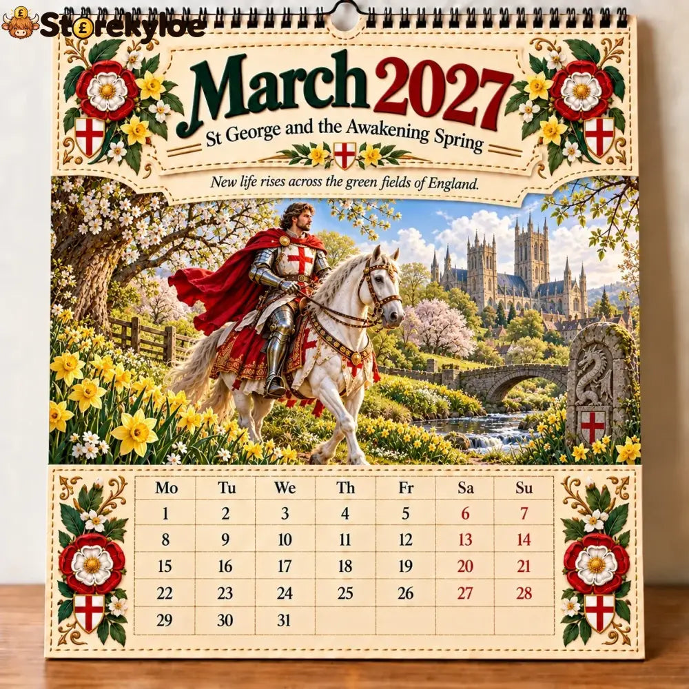🗡️🐉 - 2027 England St George “faith Courage & Protection” Wall Calendar