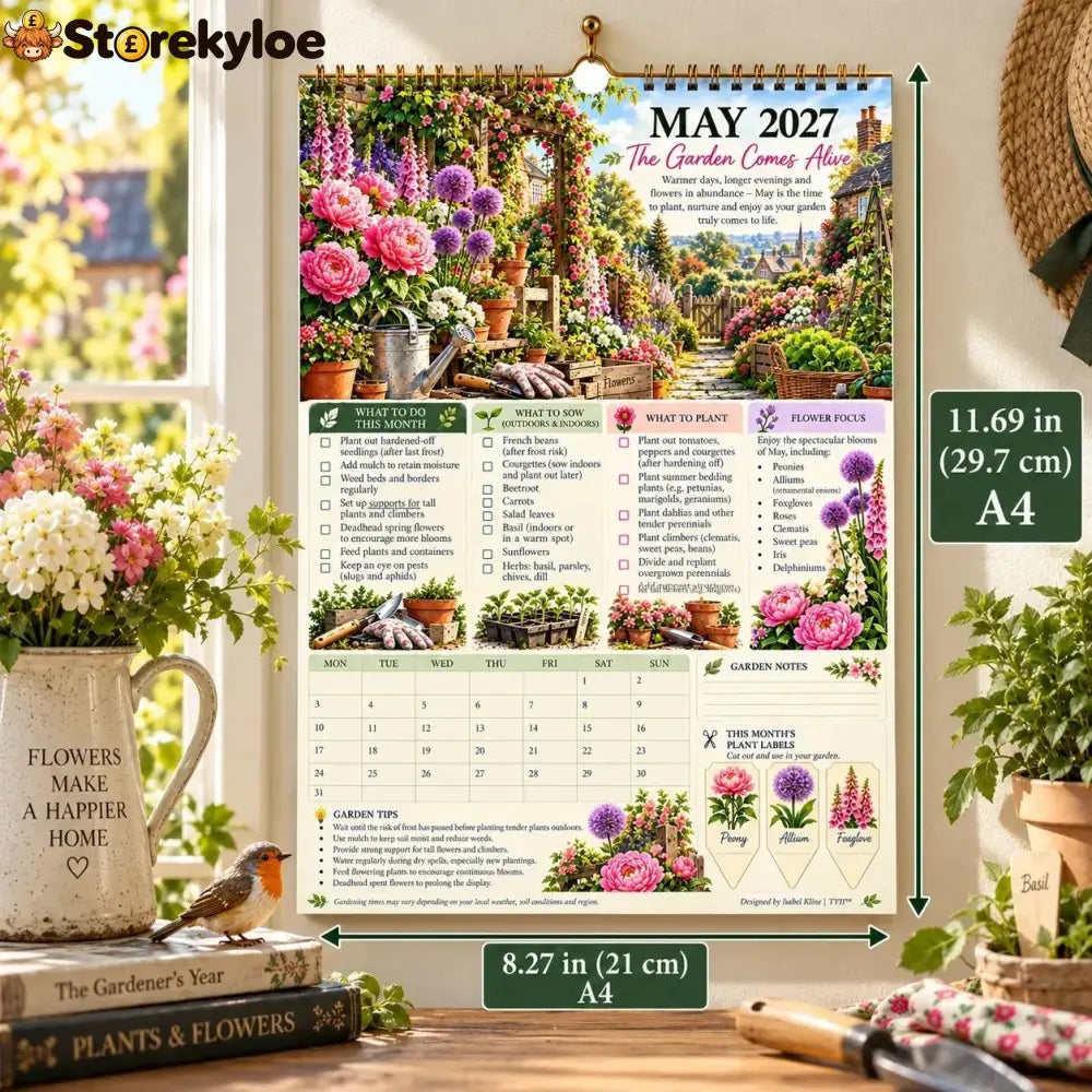 🌿2027 Four Seasons Gardening Calendar & Monthly Planner | Planting Guide Garden Tasks & Plant Labels🌱
