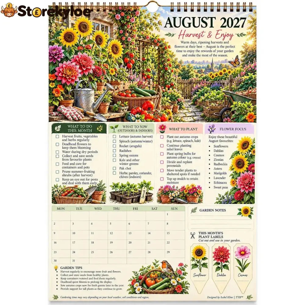 🌿2027 Four Seasons Gardening Calendar & Monthly Planner | Planting Guide Garden Tasks & Plant Labels🌱
