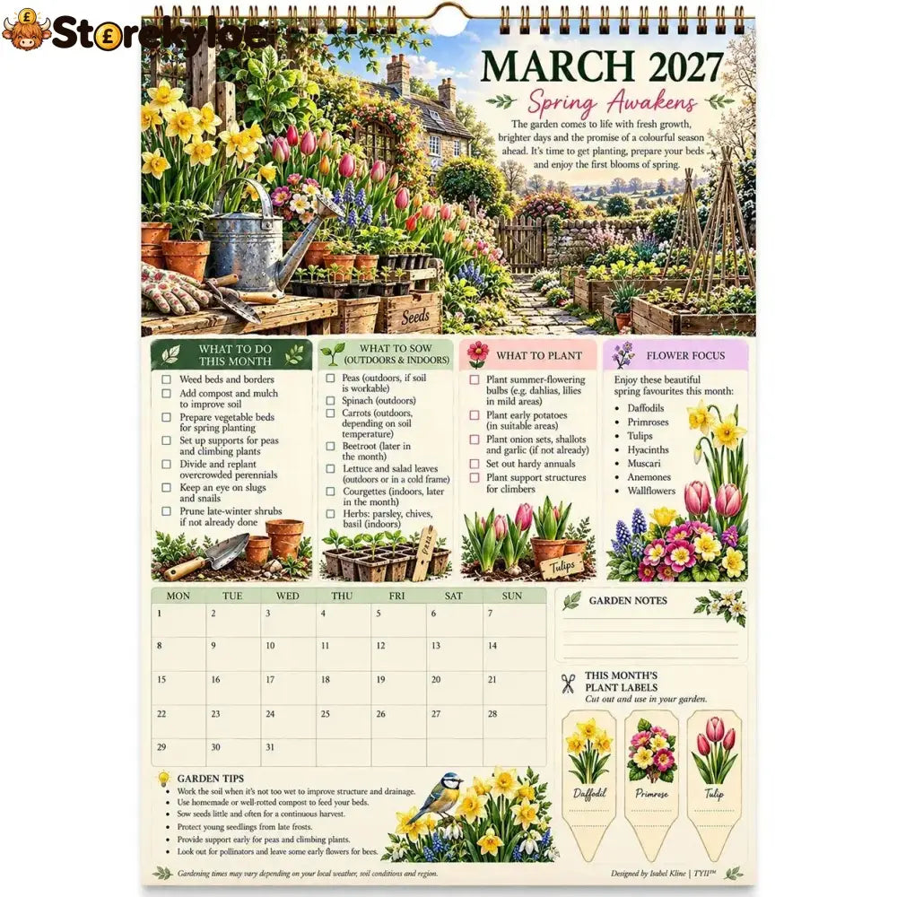 🌿2027 Four Seasons Gardening Calendar & Monthly Planner | Planting Guide Garden Tasks & Plant Labels🌱