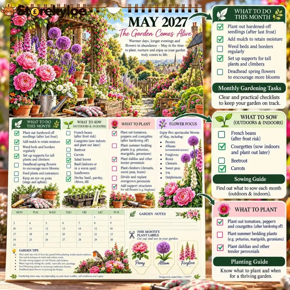 🌿2027 Four Seasons Gardening Calendar & Monthly Planner | Planting Guide Garden Tasks & Plant Labels🌱 - ✨Buy 2 (Save