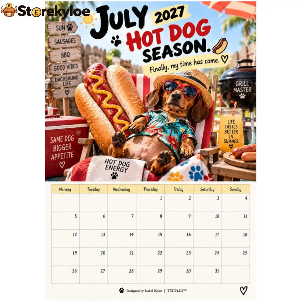 2027 Funny Dachshund Wall Calendar – Sarcastic Sausage Dog Calendar A4 Monthly Dog Lover Gift