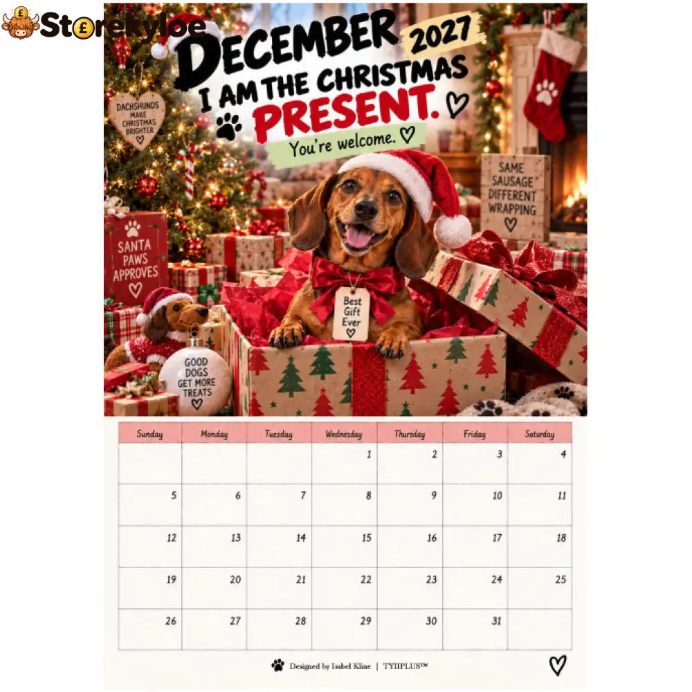 2027 Funny Dachshund Wall Calendar – Sarcastic Sausage Dog Calendar A4 Monthly Dog Lover Gift