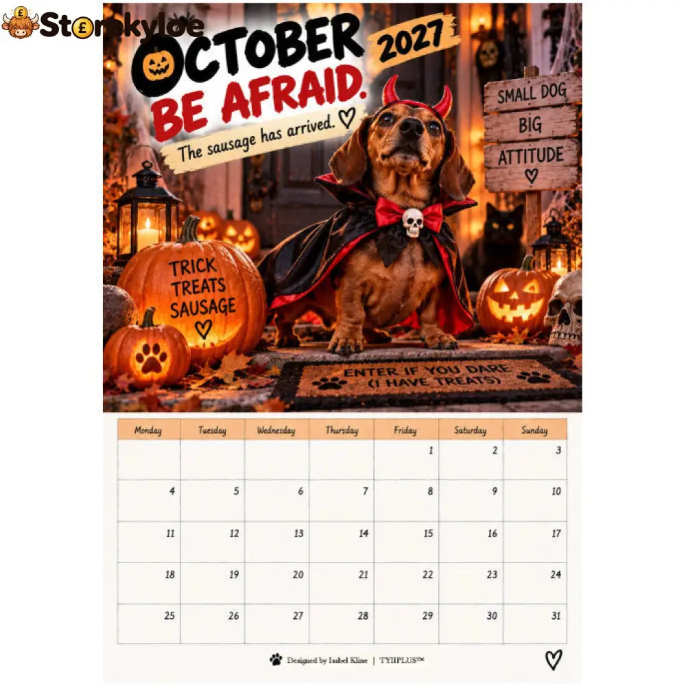 2027 Funny Dachshund Wall Calendar – Sarcastic Sausage Dog Calendar A4 Monthly Dog Lover Gift