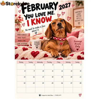 2027 Funny Dachshund Wall Calendar – Sarcastic Sausage Dog Calendar A4 Monthly Dog Lover Gift