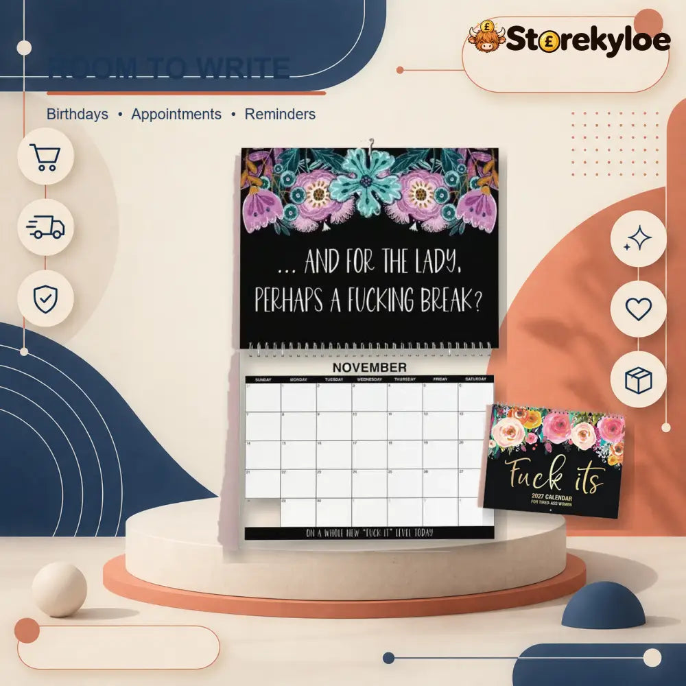 2027 Funny Swear Word Wall Calendar – ’Fu*k It’ Floral Calendar for Tired-Ass Women