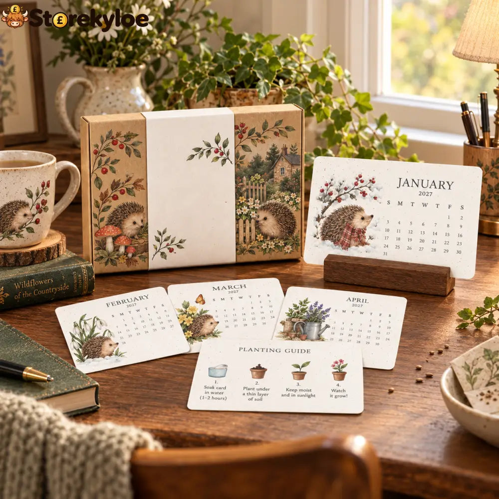 🦔 2027 Hedgehog Cottage Desk Calendar - Hedgehog Cottage