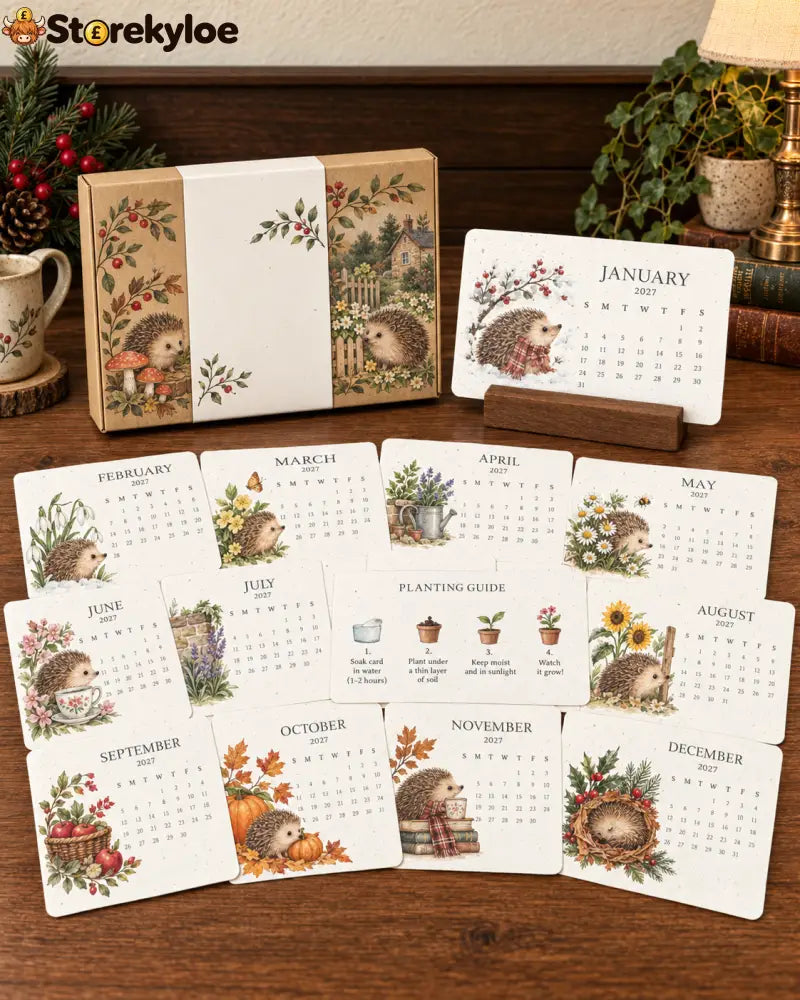 🦔 2027 Hedgehog Cottage Desk Calendar - Hedgehog Cottage