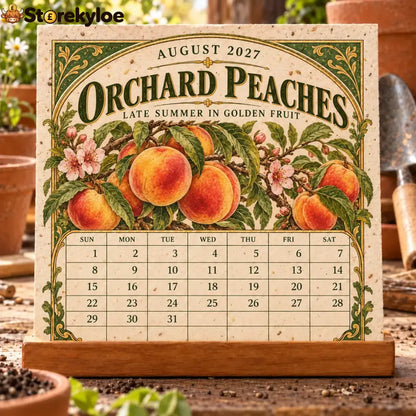 🌱 2027 Heirloom Garden Plantable Seed Calendar | 12 Plantable Months with Vintage Botanical Art & Wooden Stand 🌼 - 1