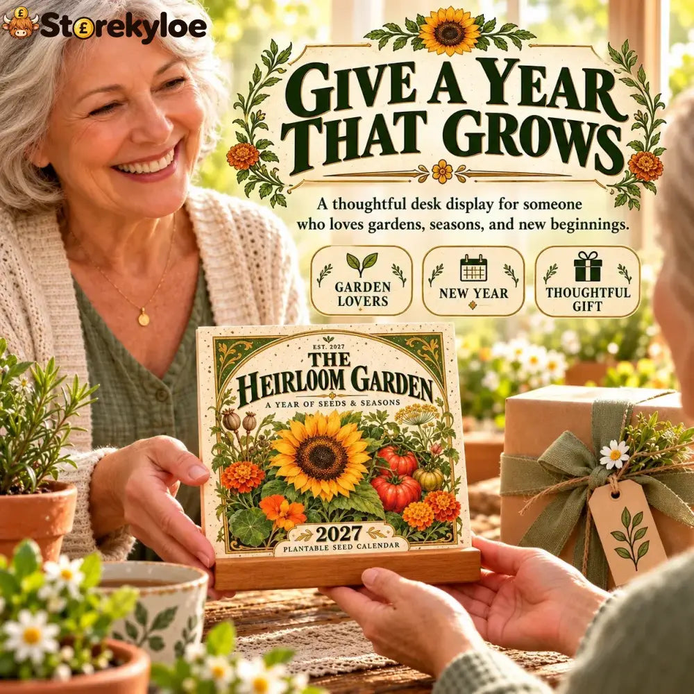 🌱 2027 Heirloom Garden Plantable Seed Calendar | 12 Plantable Months with Vintage Botanical Art & Wooden Stand 🌼 - 1