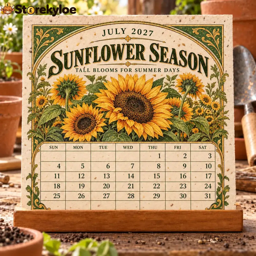 🌱 2027 Heirloom Garden Plantable Seed Calendar | 12 Plantable Months with Vintage Botanical Art & Wooden Stand 🌼 - 1