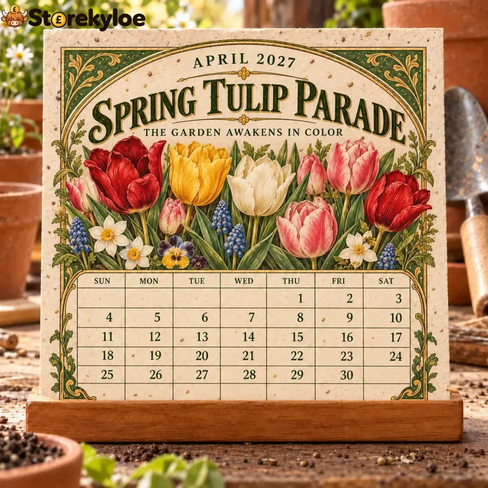 🌱 2027 Heirloom Garden Plantable Seed Calendar | 12 Plantable Months with Vintage Botanical Art & Wooden Stand 🌼 - 1