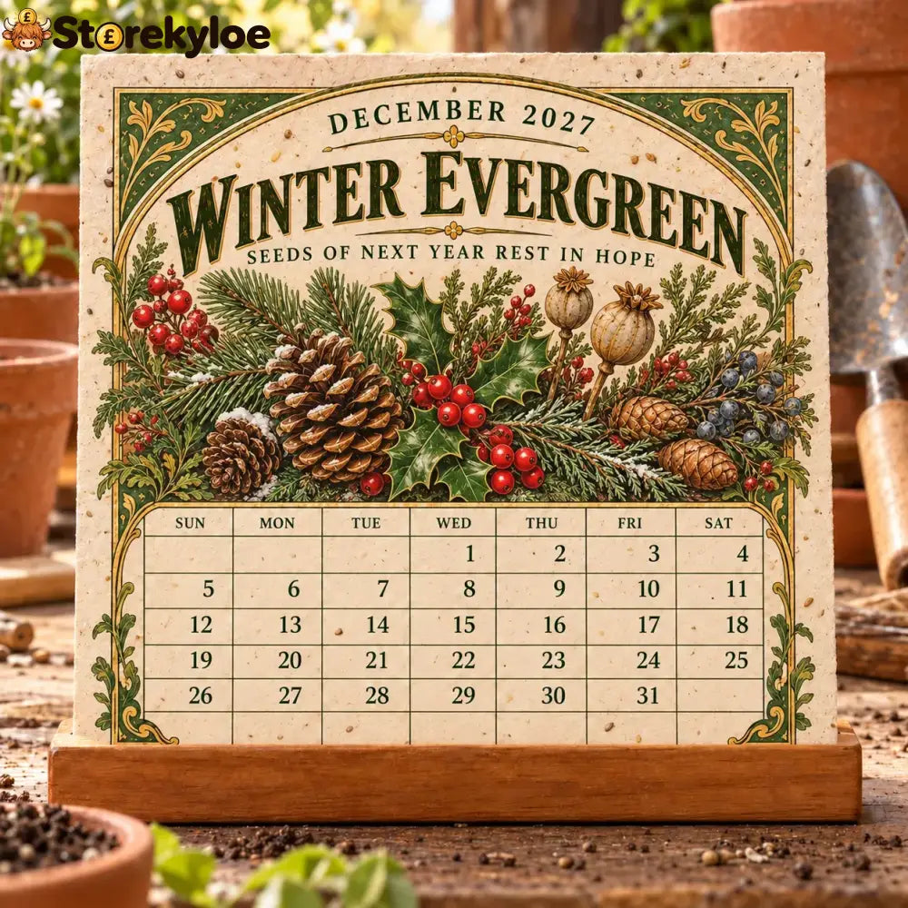 🌱 2027 Heirloom Garden Plantable Seed Calendar | 12 Plantable Months with Vintage Botanical Art & Wooden Stand 🌼 - 1