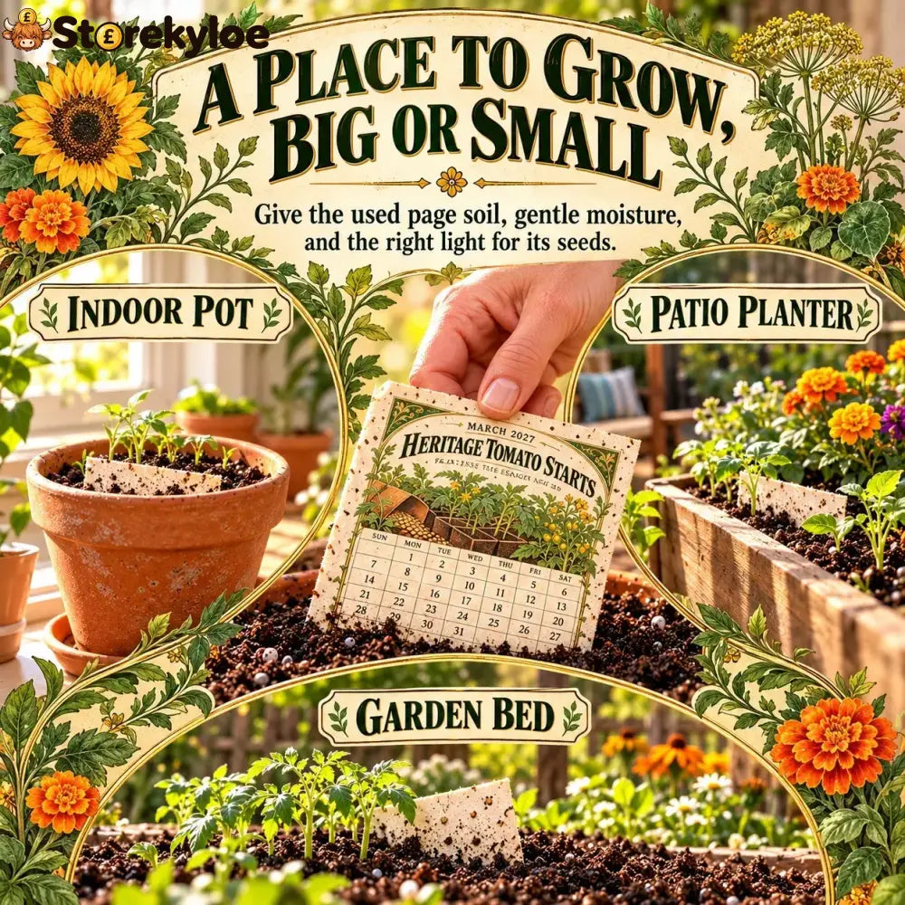 🌱 2027 Heirloom Garden Plantable Seed Calendar | 12 Plantable Months with Vintage Botanical Art & Wooden Stand 🌼 - 1