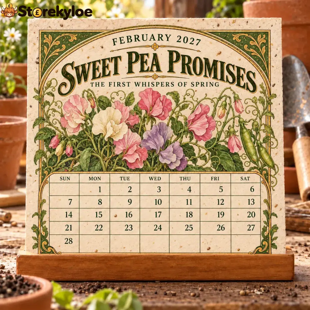 🌱 2027 Heirloom Garden Plantable Seed Calendar | 12 Plantable Months with Vintage Botanical Art & Wooden Stand 🌼 - 1