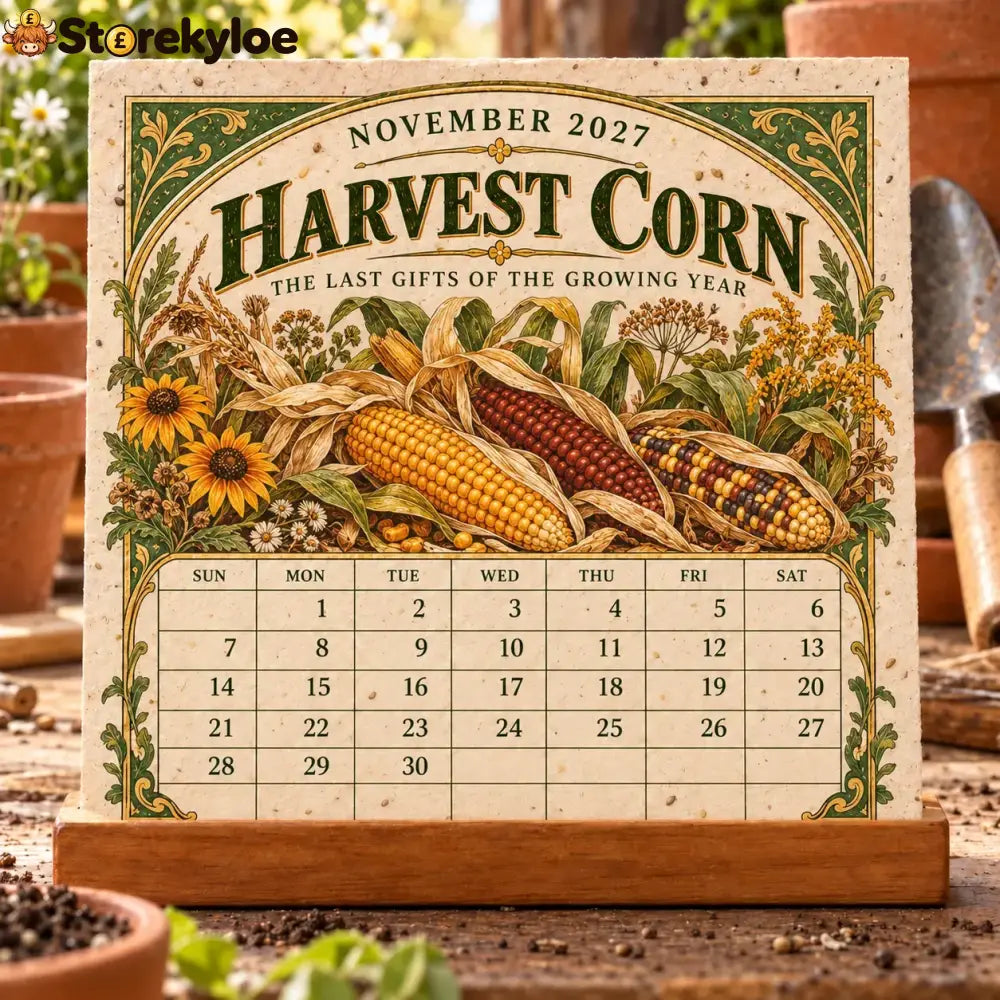 🌱 2027 Heirloom Garden Plantable Seed Calendar | 12 Plantable Months with Vintage Botanical Art & Wooden Stand 🌼 - 1